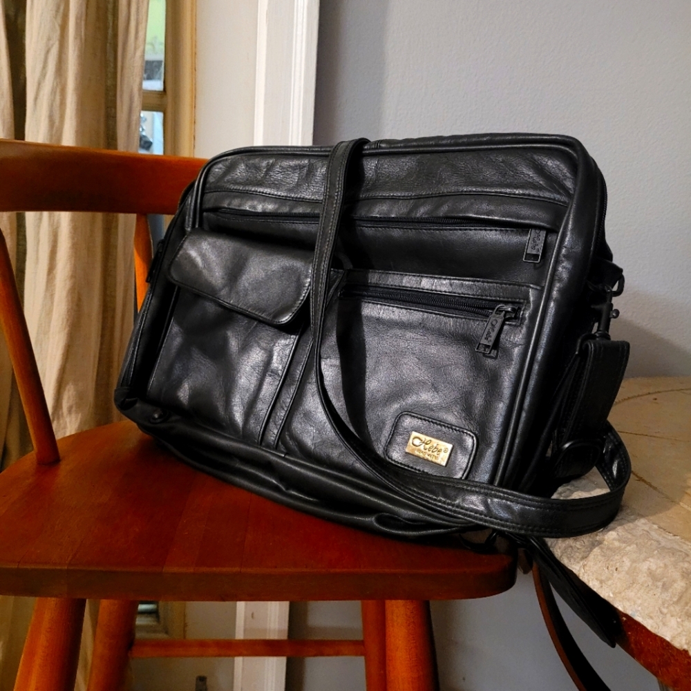 Classic Black Leather Bag Vtg